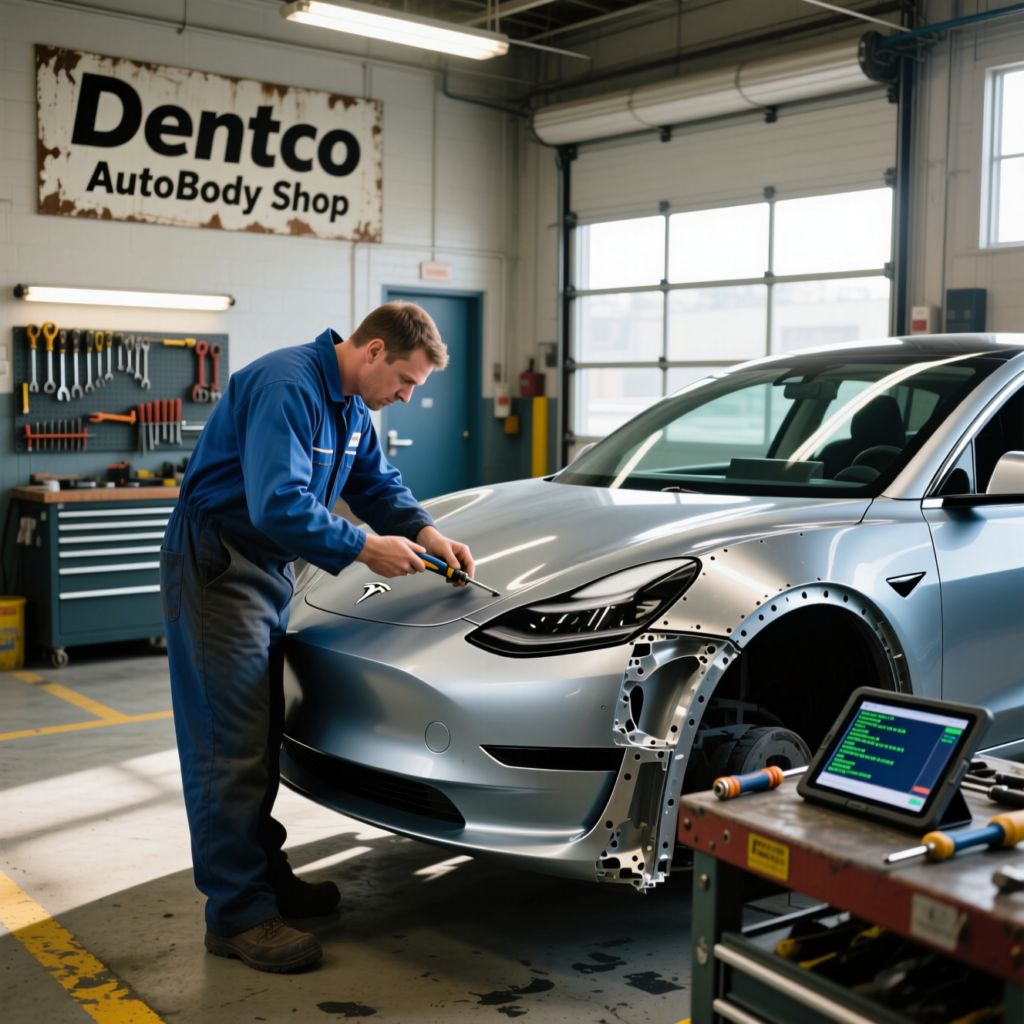 Tesla repair in progress