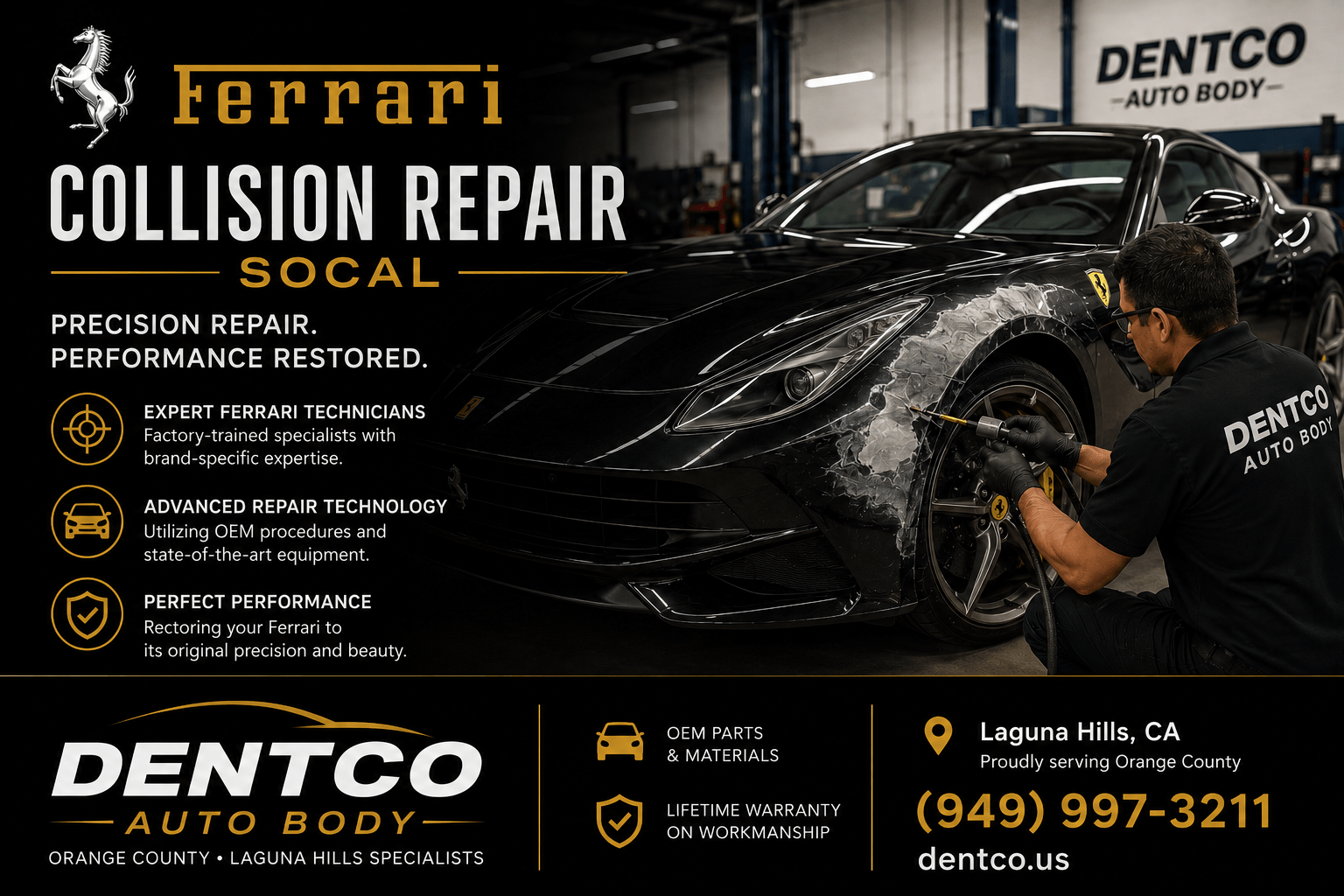 Ferrari collision repair Socal and Orange County Southern California