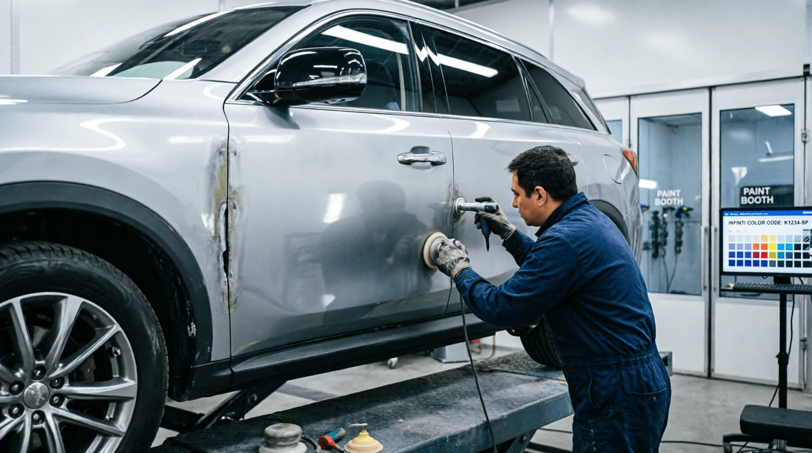 Infiniti body repair QX60 panel work at Dentco Laguna Hills Orange County