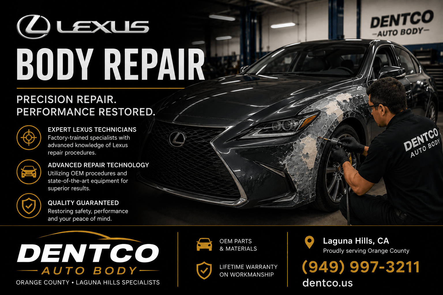 Lucid body repair at Dentco Auto Body Orange County Air Gravity specialists