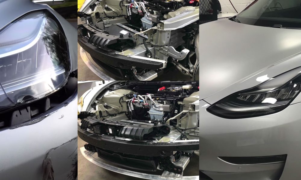 Tesla Model 3 body repair at Dentco Auto Body Orange County