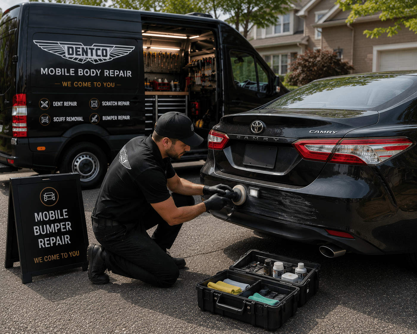Toyota Camry mobile bumper scuff repair Lake Forest