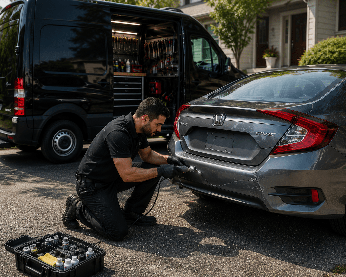 Honda Civic mobile bumper crack repair Costa Mesa
