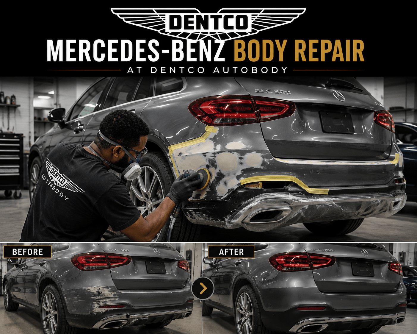 Mercedes GLC bumper repair in progress