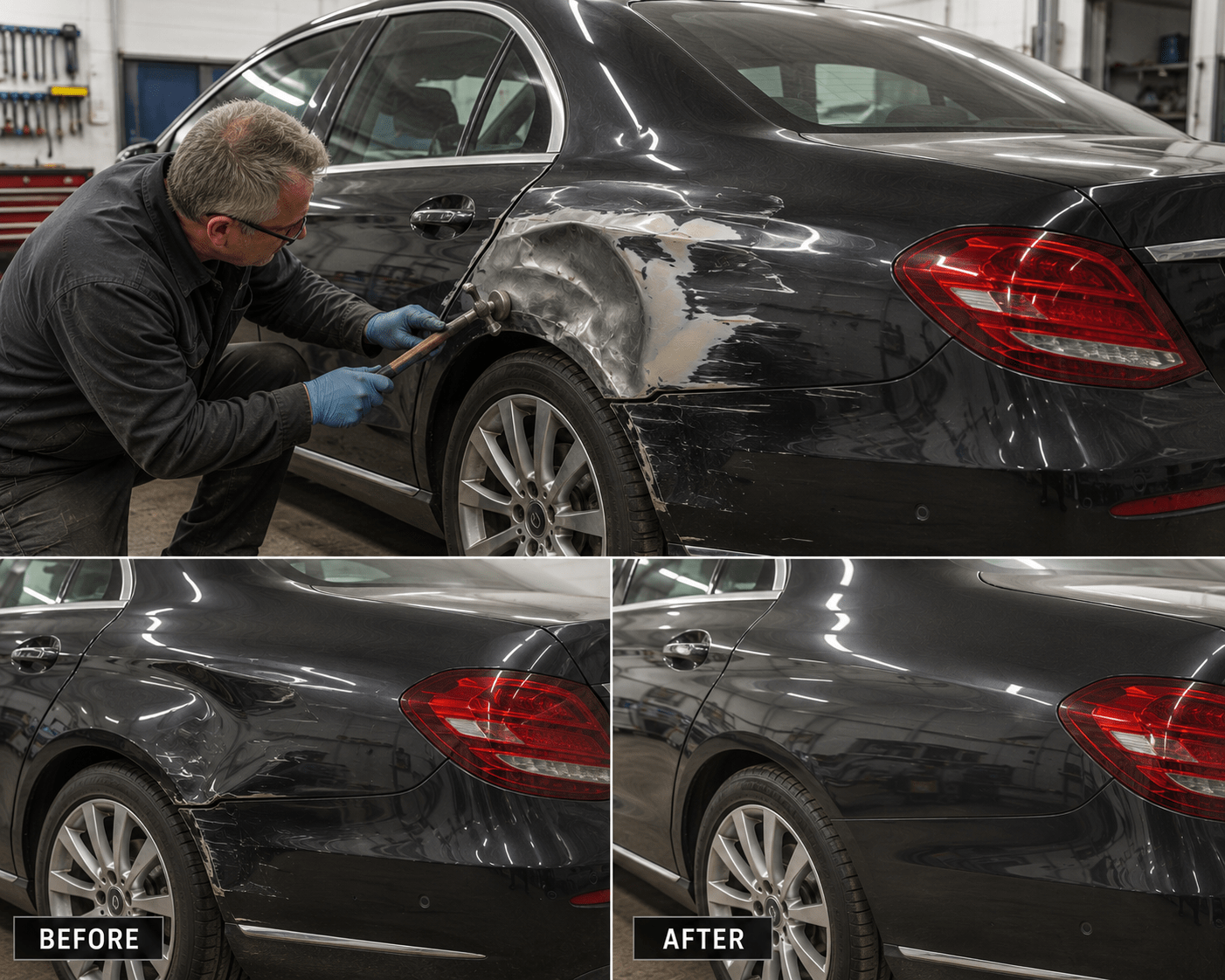 Mercedes E-Class quarter panel repair Newport Beach